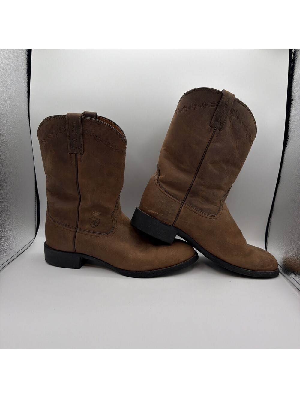 Ariat Heritage Roper Boots Mens 12D Brown Leather Western Cowboy Ranch Work